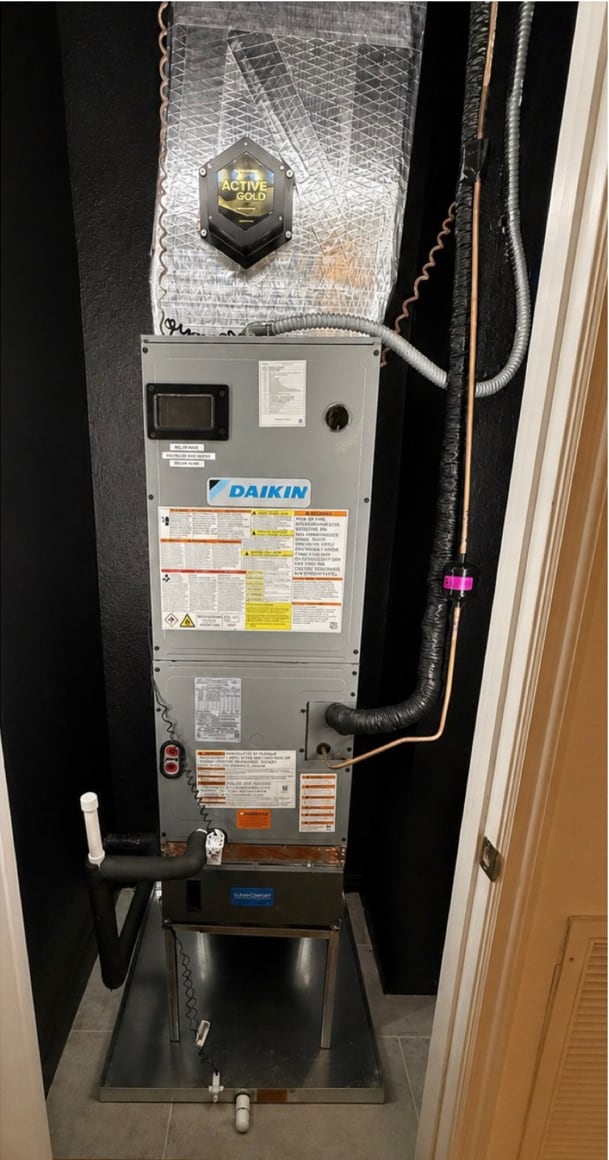 New indoor air handler after installation