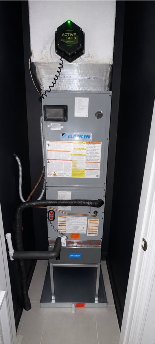 New indoor air handler after a completed replacement